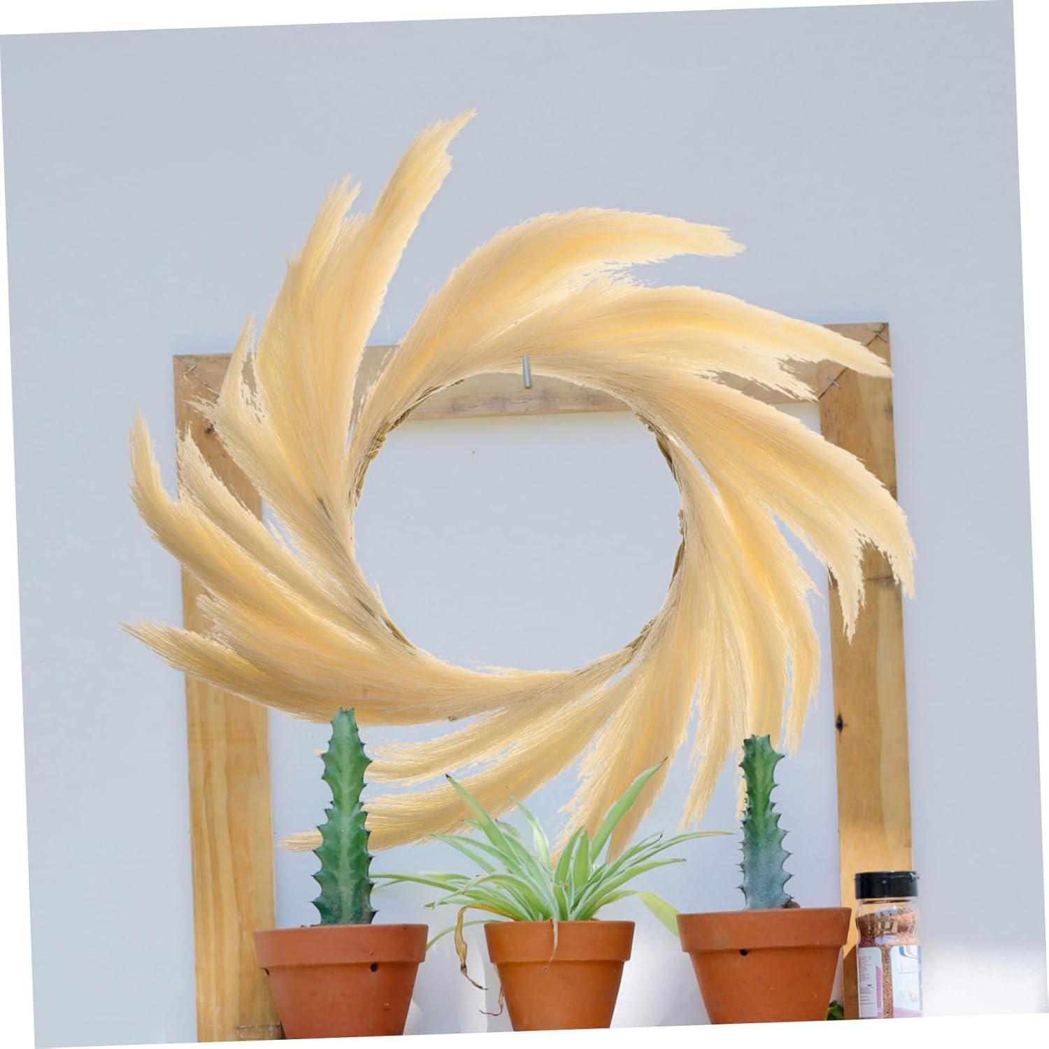 Elegant Artificial Bulrush Wreath for Home Decor