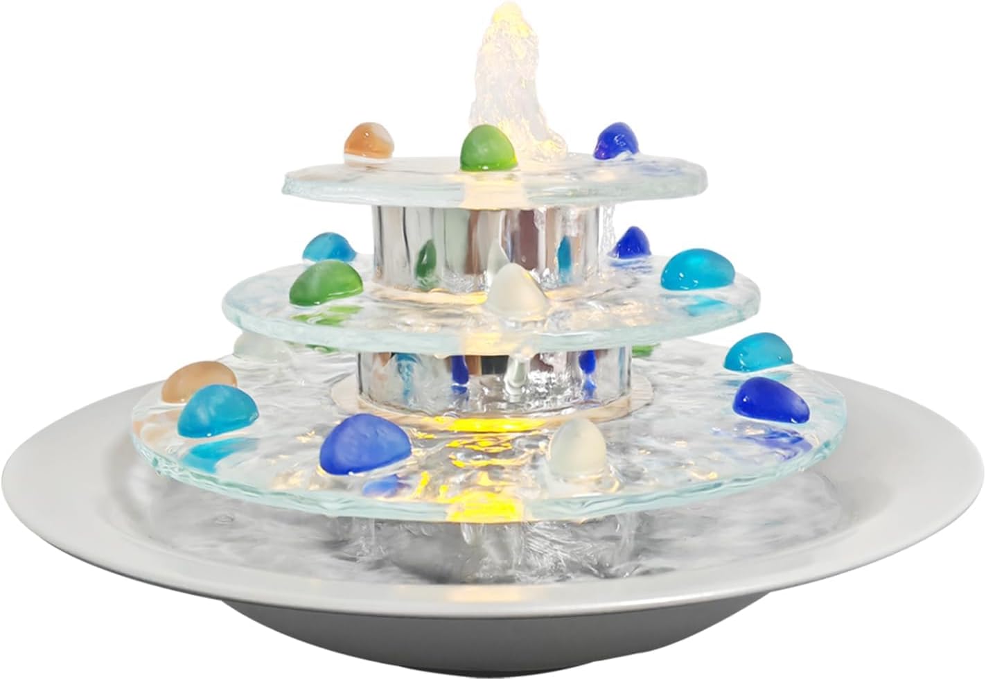 3-Tier Tabletop Waterfall Fountain with LED Light