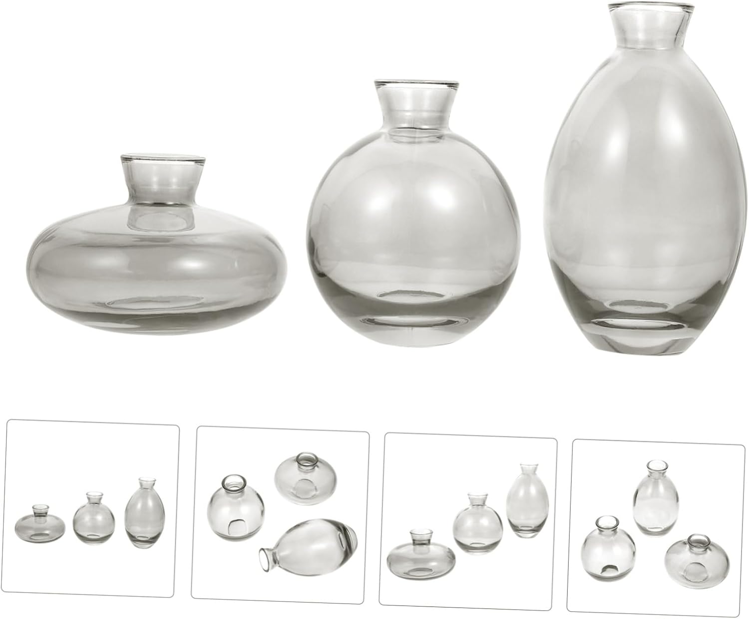 PRETYZOOM 3 Pack Hydroponic Glass Vases for Home Office Decor