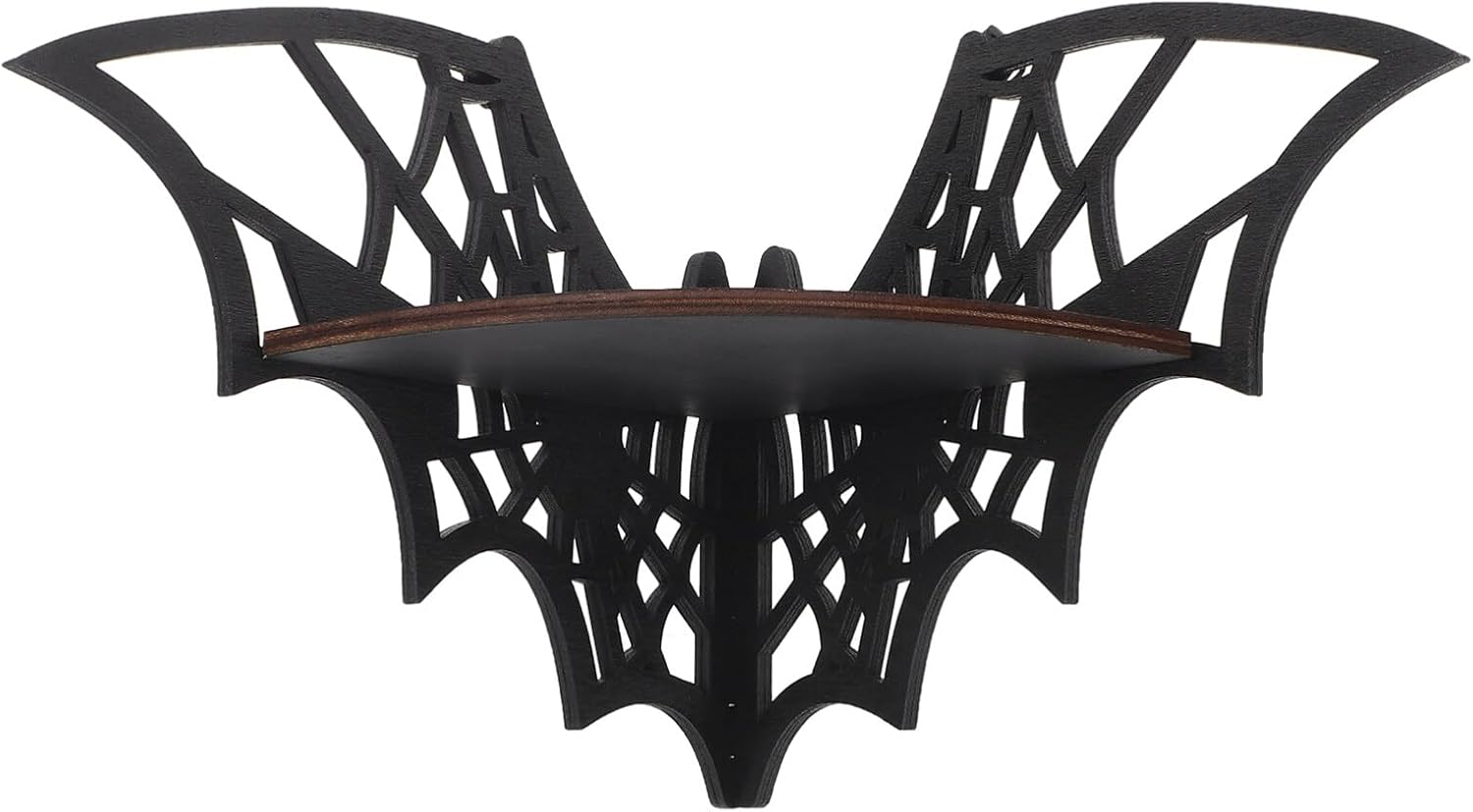 Gothic Floating Corner Shelf Black Wooden Storage Rack for Spooky Decor