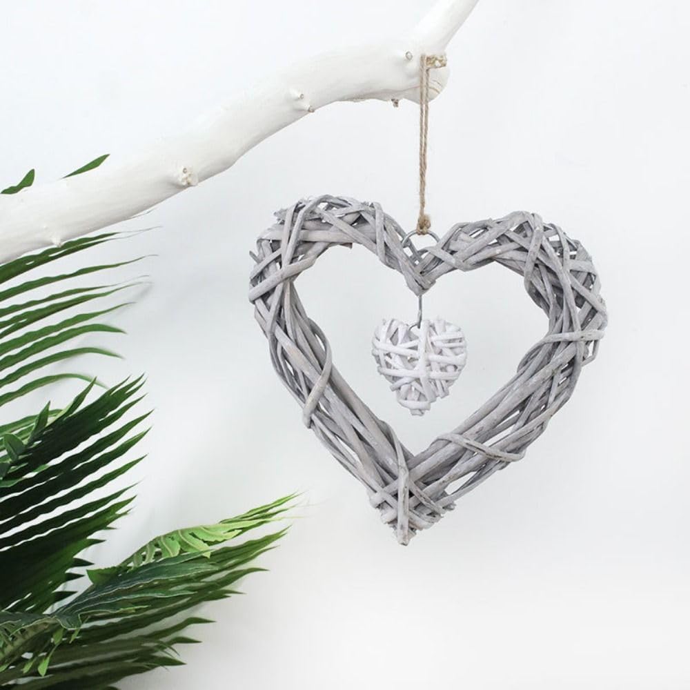 Heart Shape Wicker Wreath for Front Door and Wall Decor