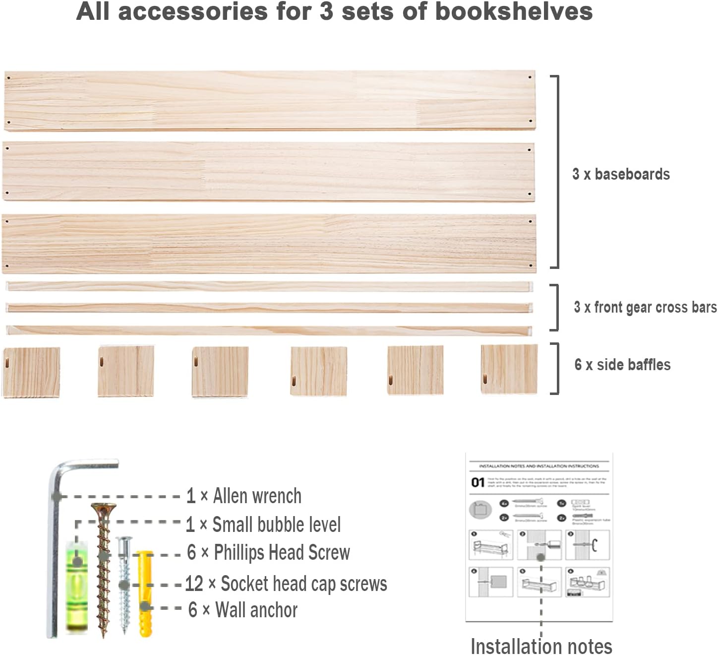 AZSKY Floating Wall Bookshelf Set of 3