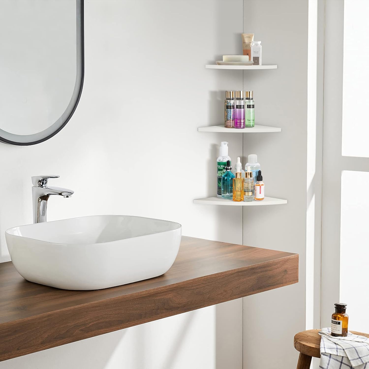 Pwshymi 3Pcs Corner Floating Shelves
