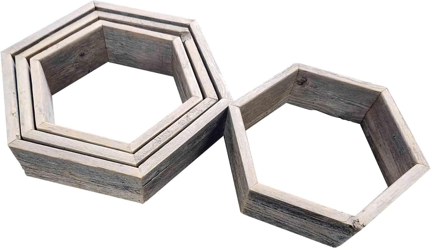 Rockin Wood Reclaimed Hexagon Shelves Set of 3