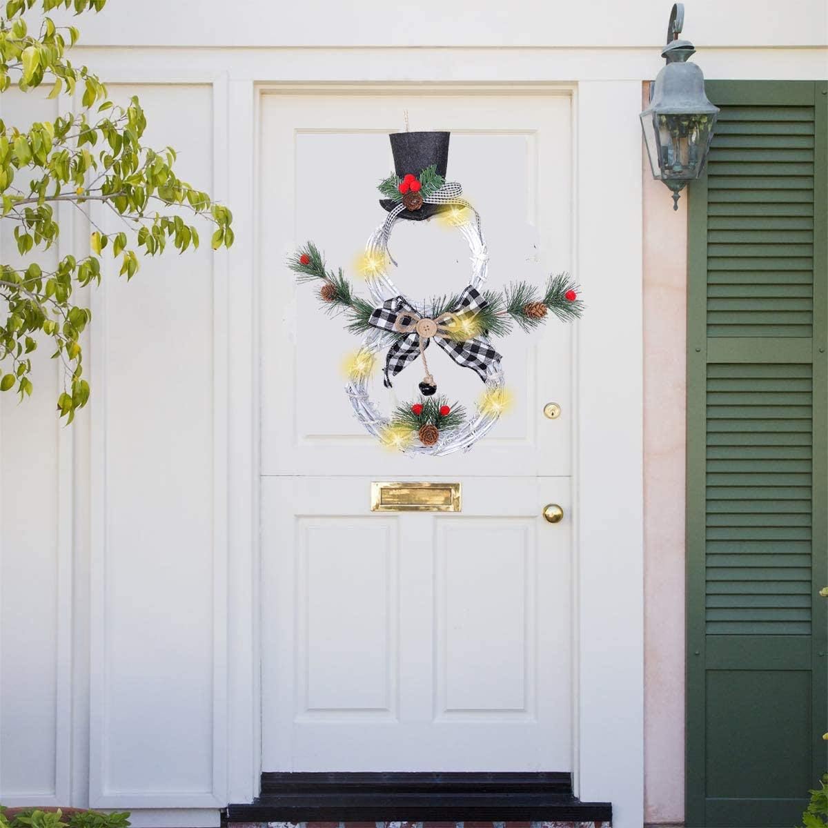 16 x 8 inch LED Lighted Christmas Snowman Wreath Hanging Decor