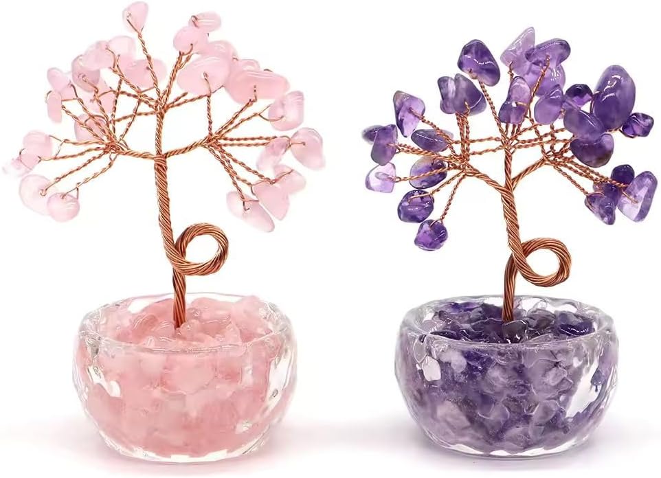 75mm Natural Crystal Money Tree with Citrine Amethyst Quartz