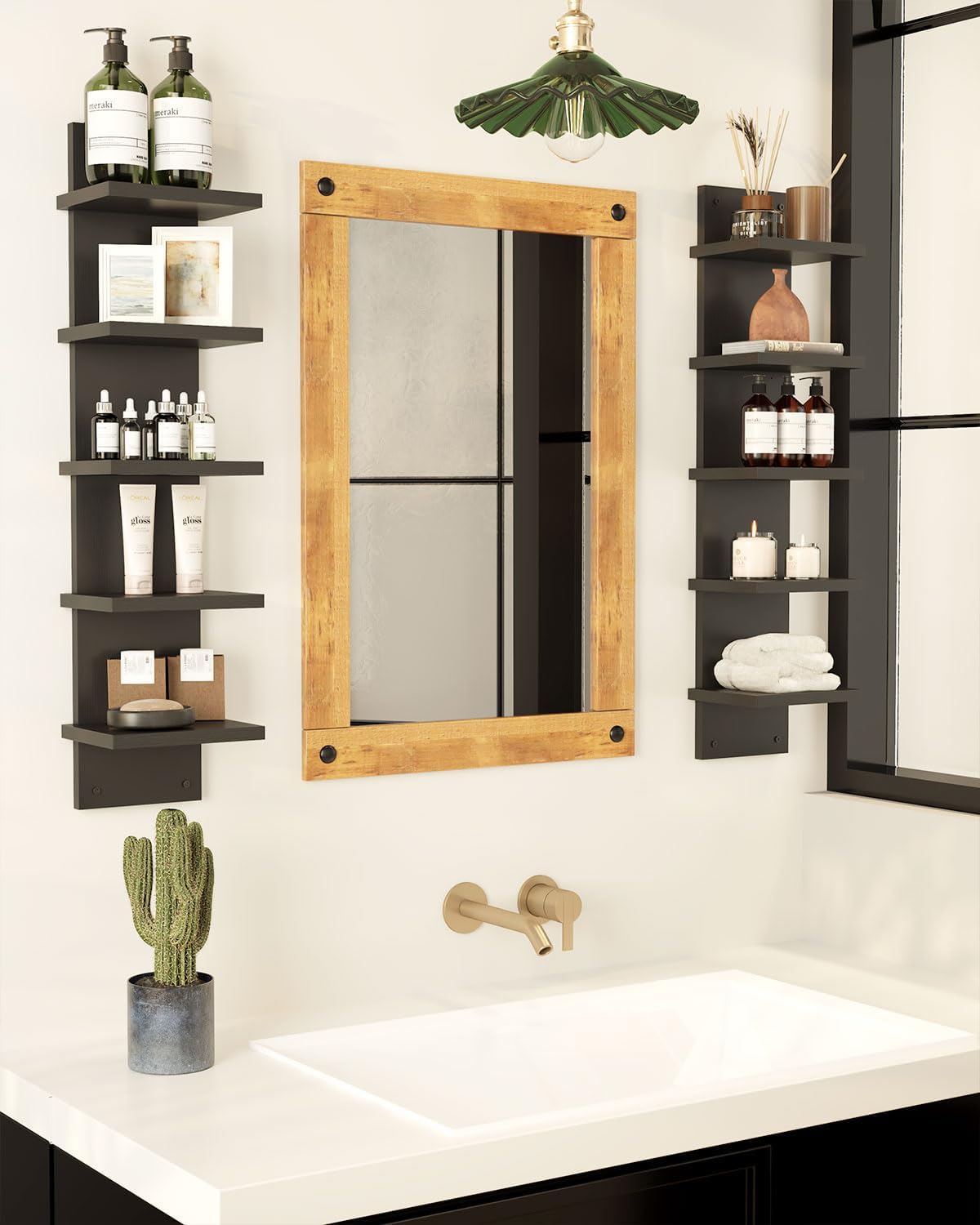 IBUYKE 5 Tier Wall Shelf Unit Black Vertical Shelf