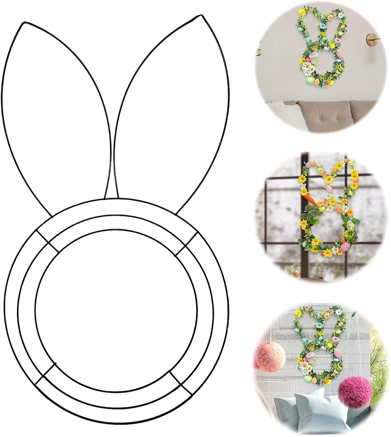 Goodliest 6 Pcs Easter Bunny Wreath Frame for DIY