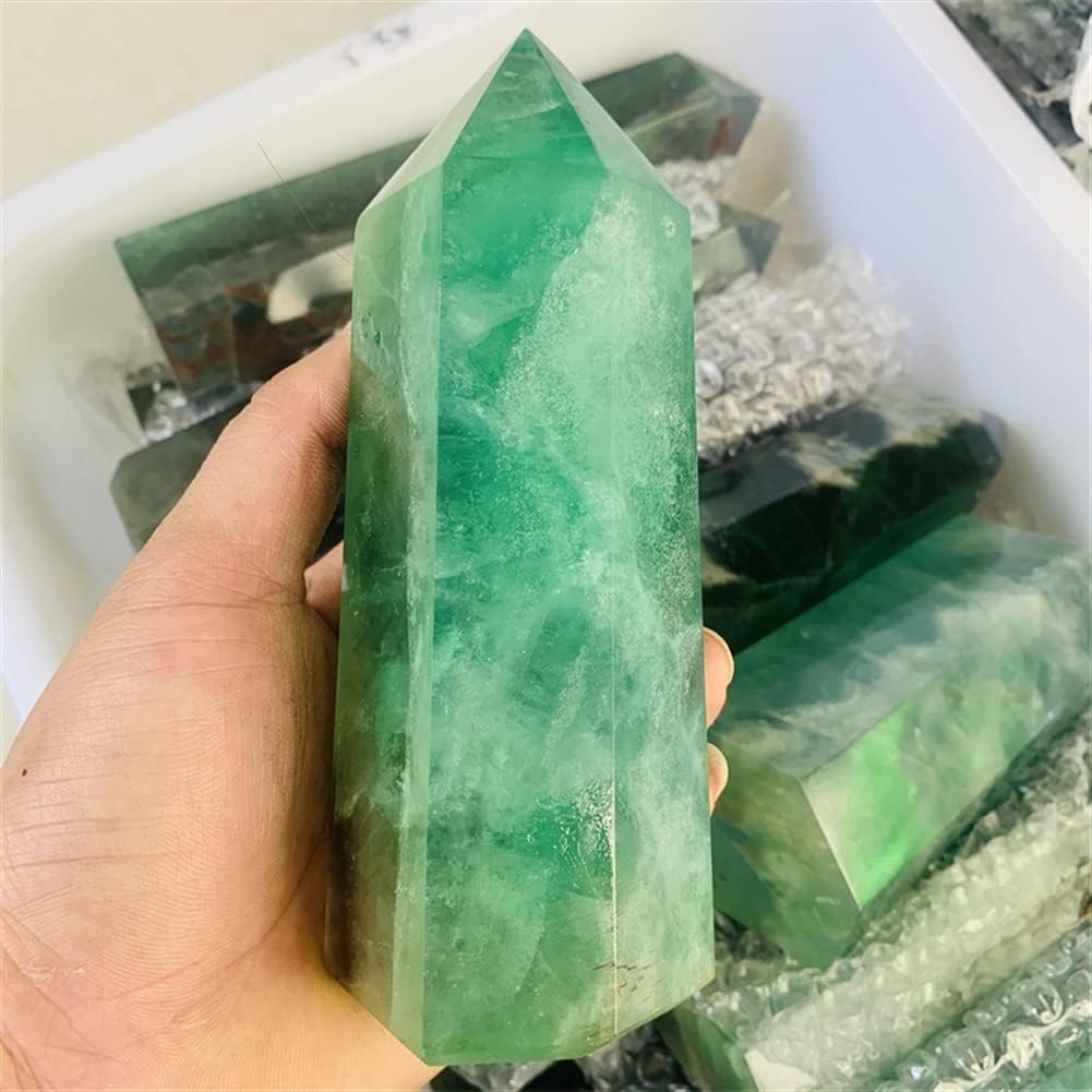 DOUKI Natural Fluorite Crystal Hexagonal Wand Home Decor