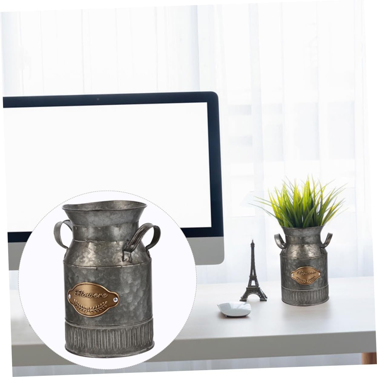 Milisten 2pcs Decorative Vintage Iron Flower Pots for Home and Office Use
