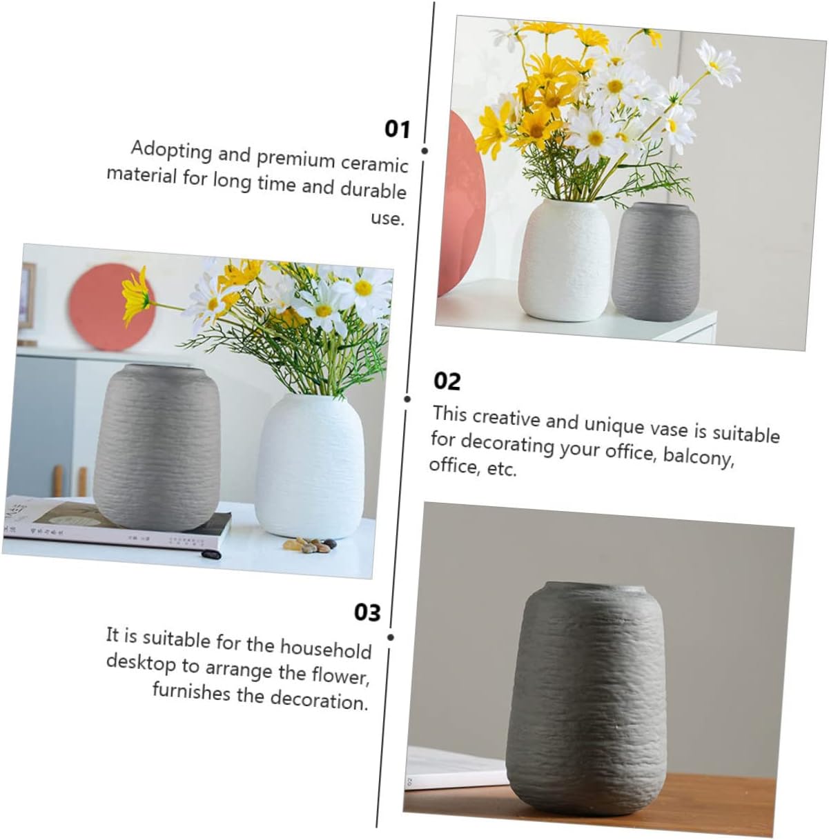 Alipis Nordic Threaded Ceramic Vase for Home Decor