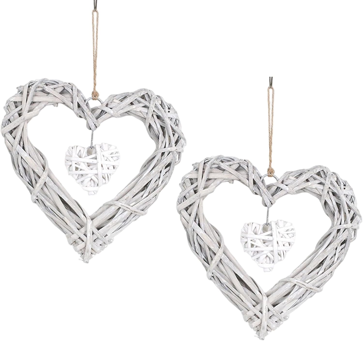 Rattan Heart Wreath Wall Decor 2Pcs