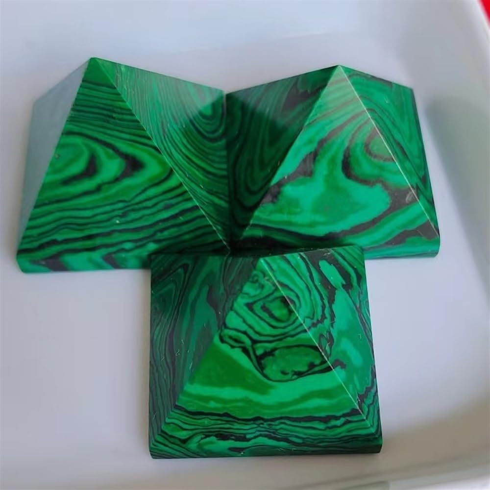 KatLin Natural Malachite Pyramid Stone Ornaments 2PCS