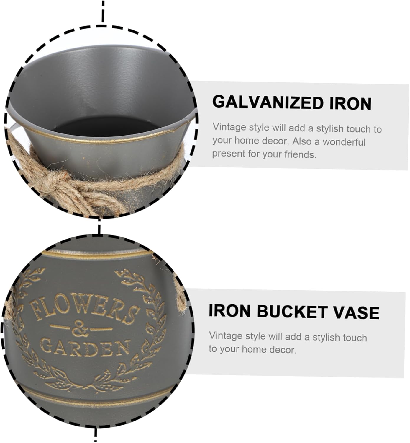 PRETYZOOM Vintage Galvanized Metal Jug Vase for Dried Flowers Rustic Planter with Handle