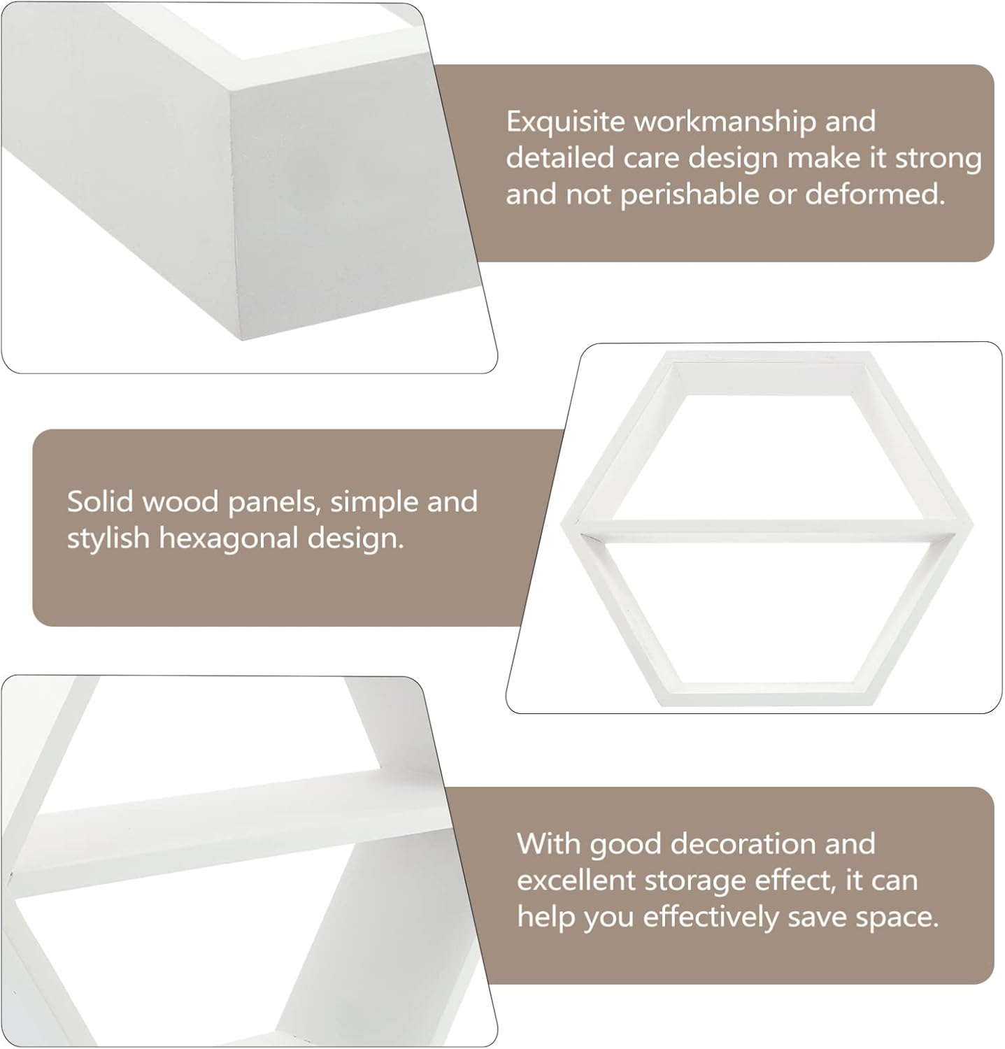 LIFKOME Hexagon Floating Wood Shelf for Home Decor