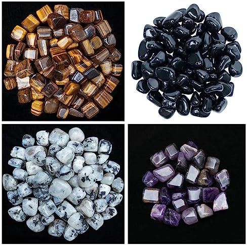 ZAICUS Tumbled Stones with Tiger Eye Amethyst Black Tourmaline Rainbow Moonstone