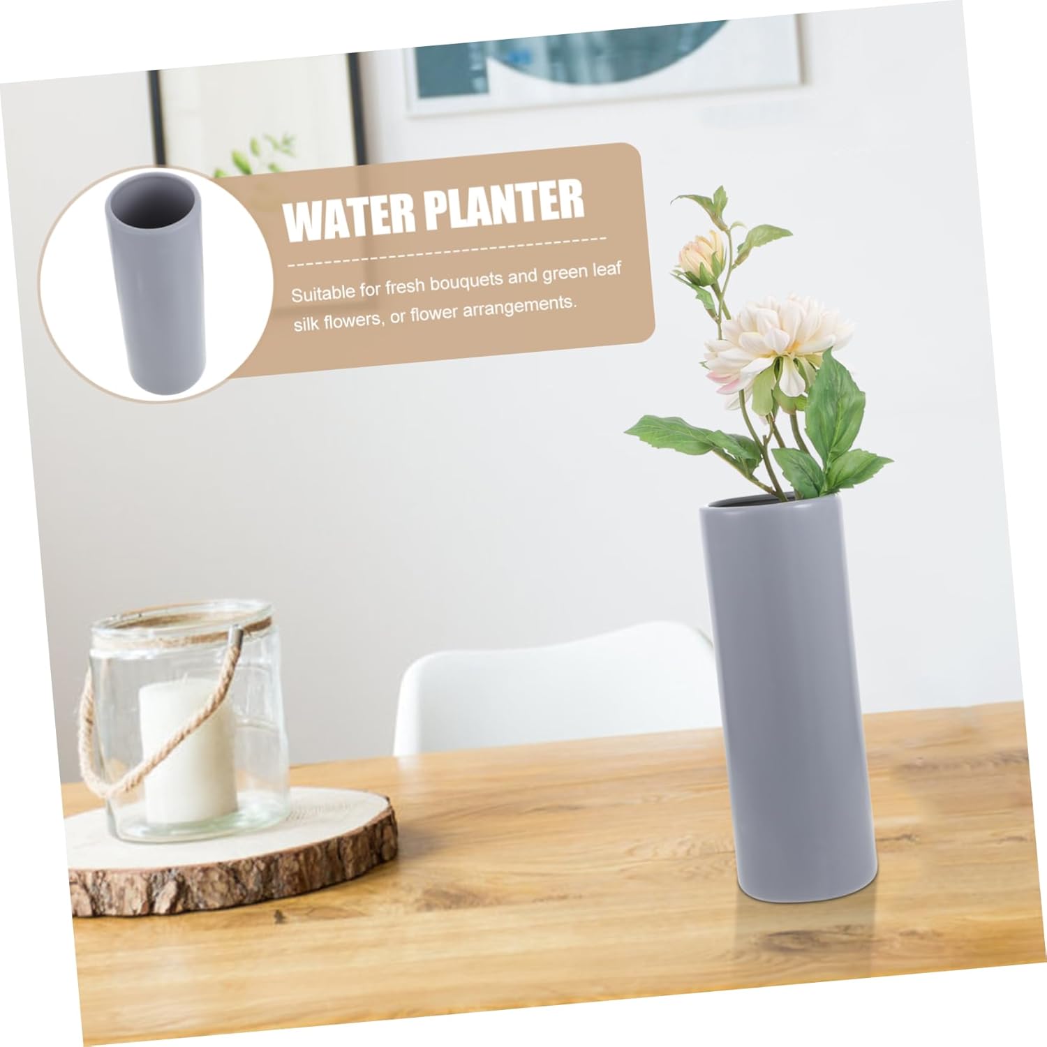 Cabilock Black Flower Vase Ceramic Planter for Dried Flowers and Plant Lovers