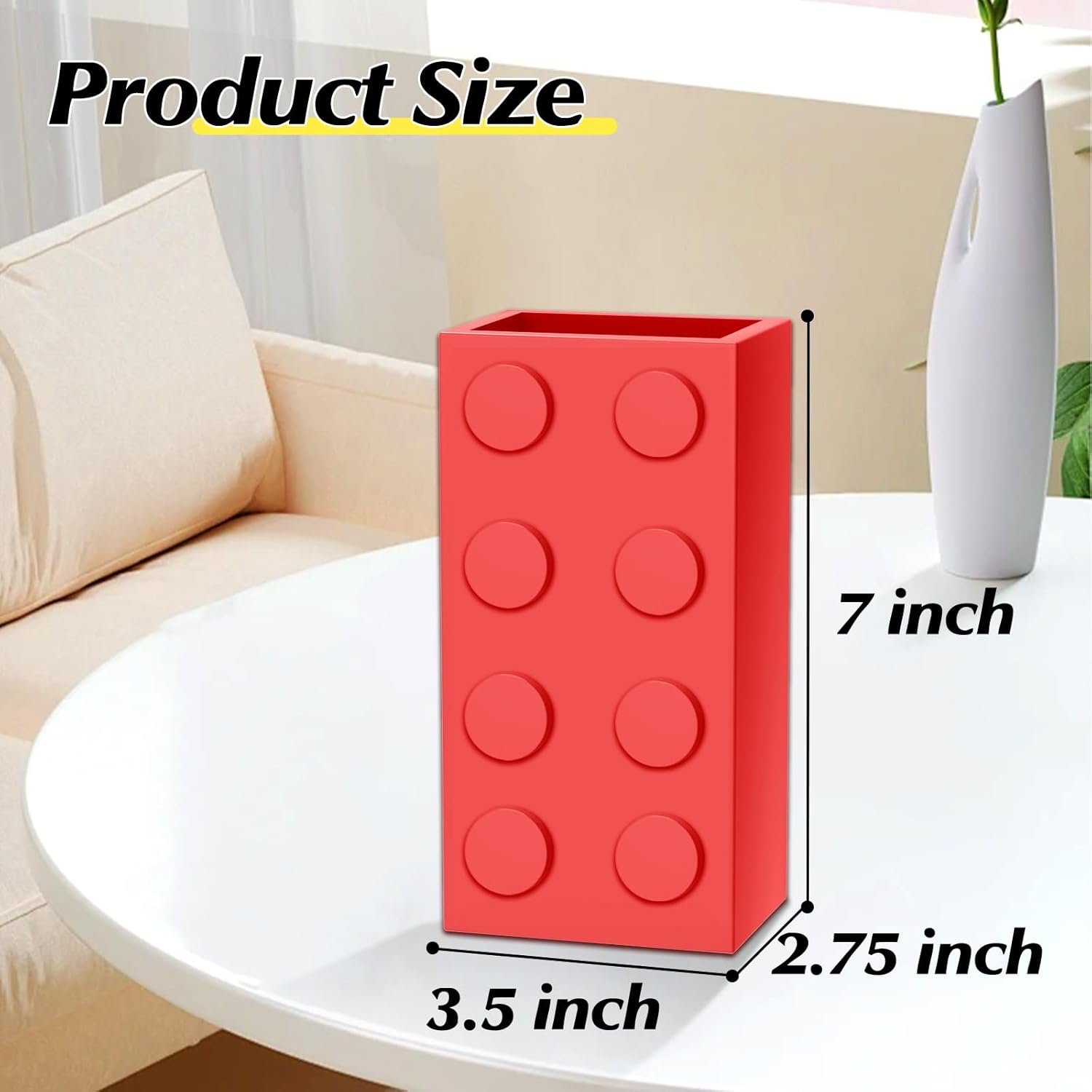 Red Vase for Lego Flowers Display Stand