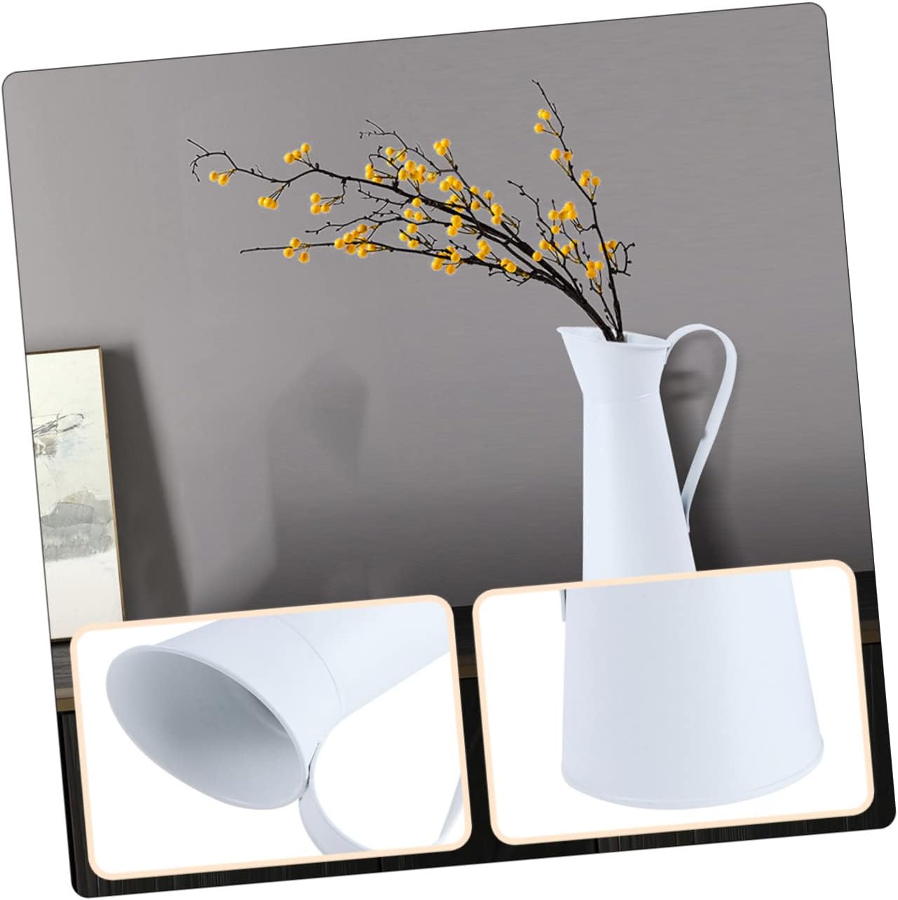 Happyyami 2pcs Modern Iron Flower Vase Set for Home Office Decoration