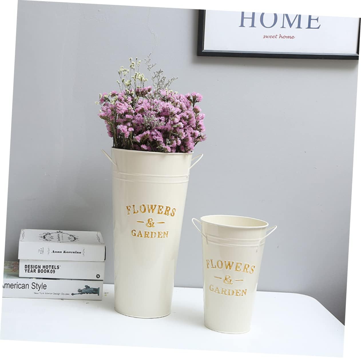 Retro Iron Flower Bucket Vase for Home Decor