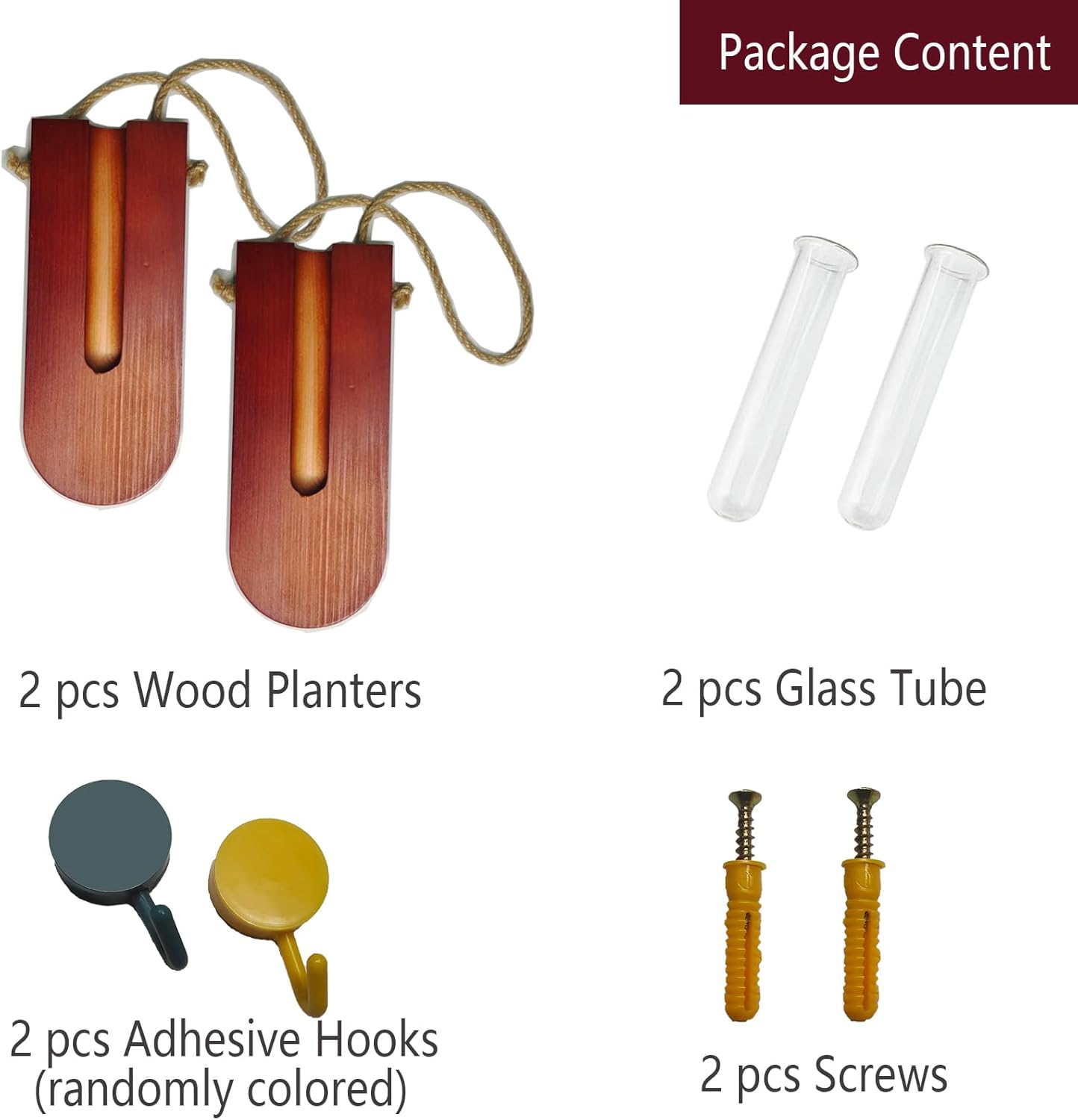 Jovetti Wood Wall Planter 2pcs Brown Boho Decor