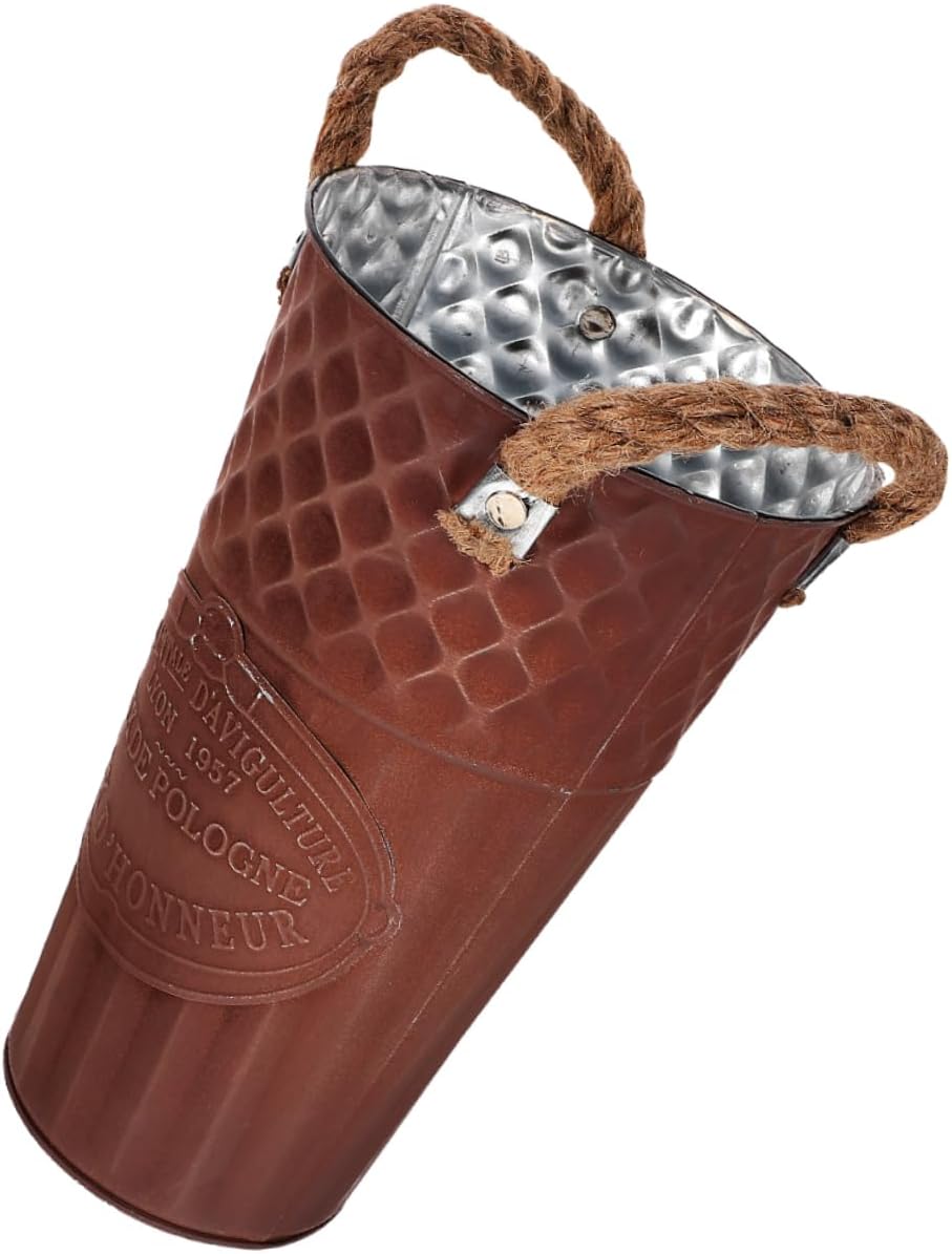 Vintage Style Flower Bucket Rustic Decorative Metal Vase