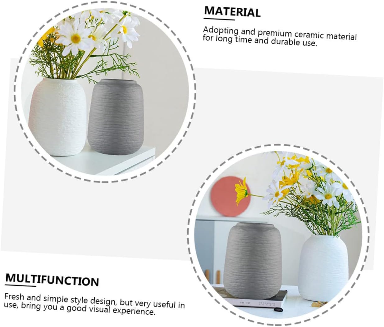 Alipis Nordic Threaded Ceramic Vase for Home Decor