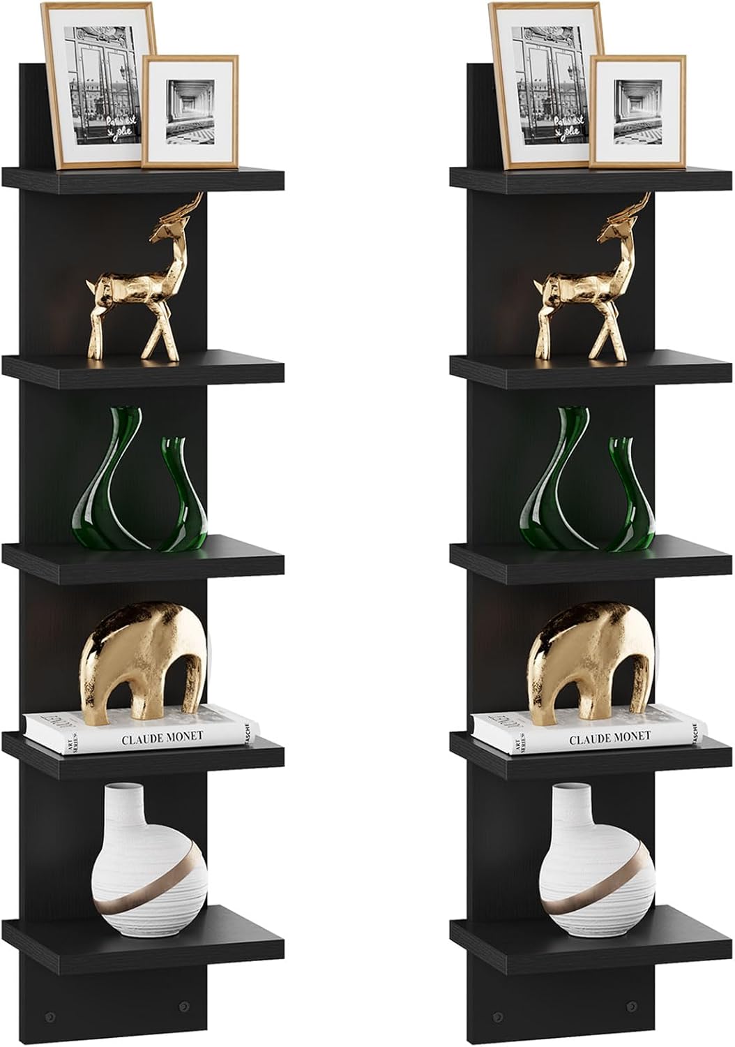 IBUYKE 5 Tier Wall Shelf Unit Black Vertical Shelf