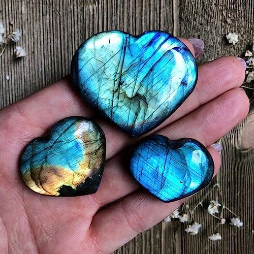 KatLin Natural Crystal Heart Moonstone Labradorite Energy Reiki Ornaments
