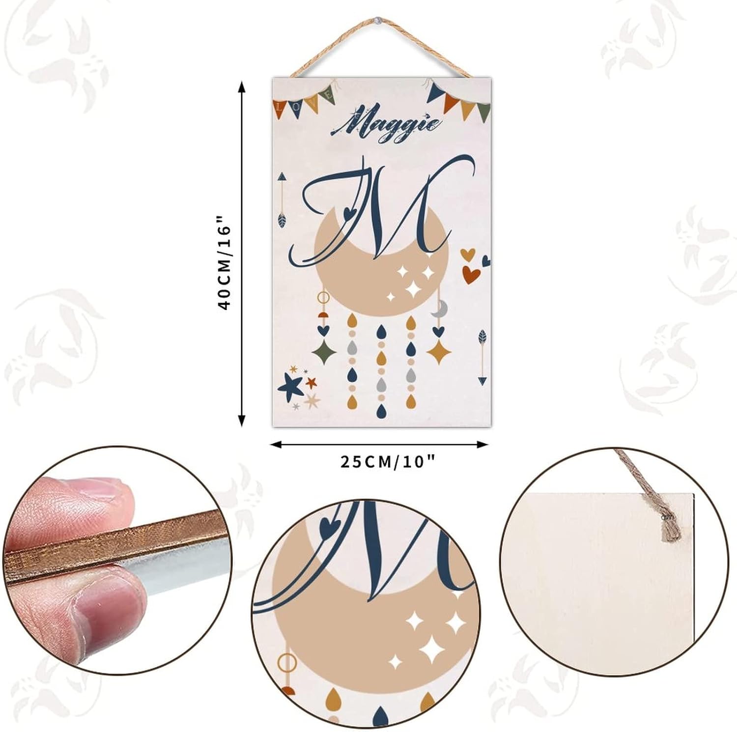 WengBeauty Personalized Wooden Monogram Sign