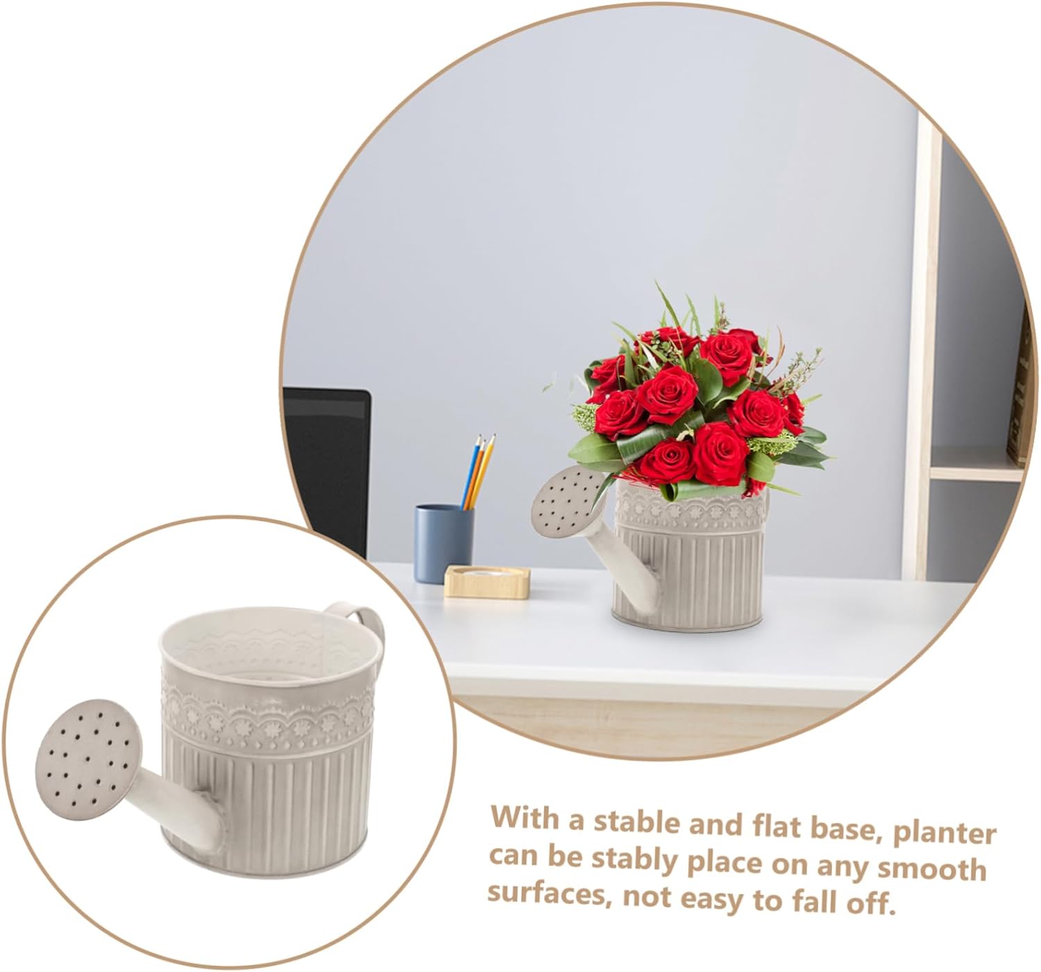 Retro Iron Flower Bucket Vase with Handle