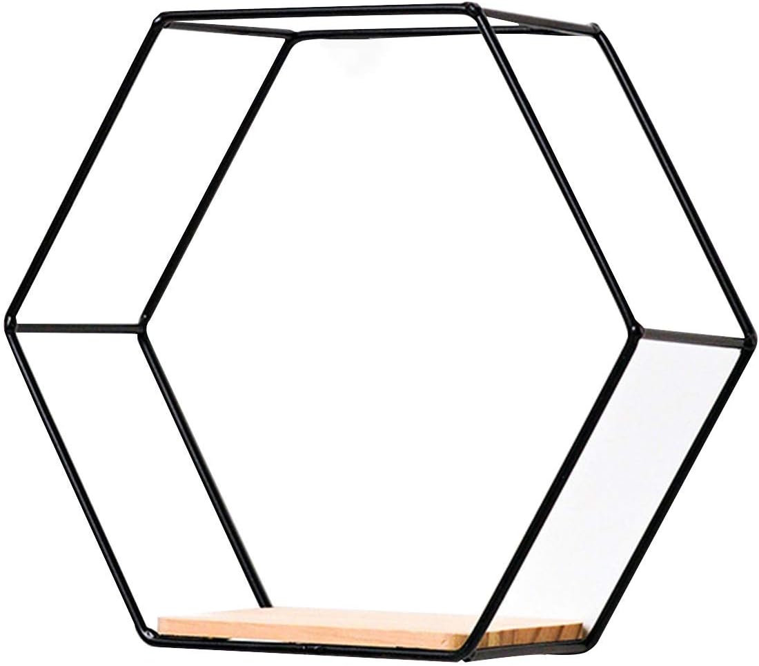 Washranp Nordic Hexagonal Iron Floating Shelf Storage