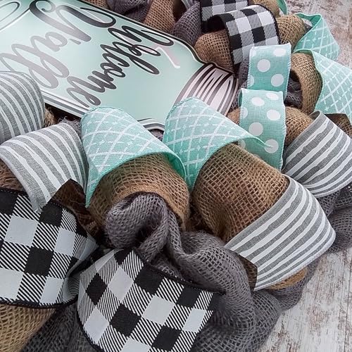 Welcome Yall Mason Jar Wreath with Grey Burlap