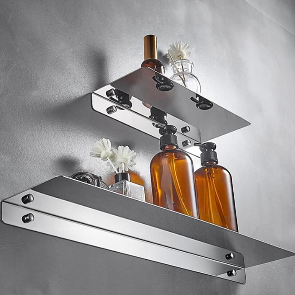 12 Inch Stainless Steel Wall Mounted Floating Shelf with 2 Levels