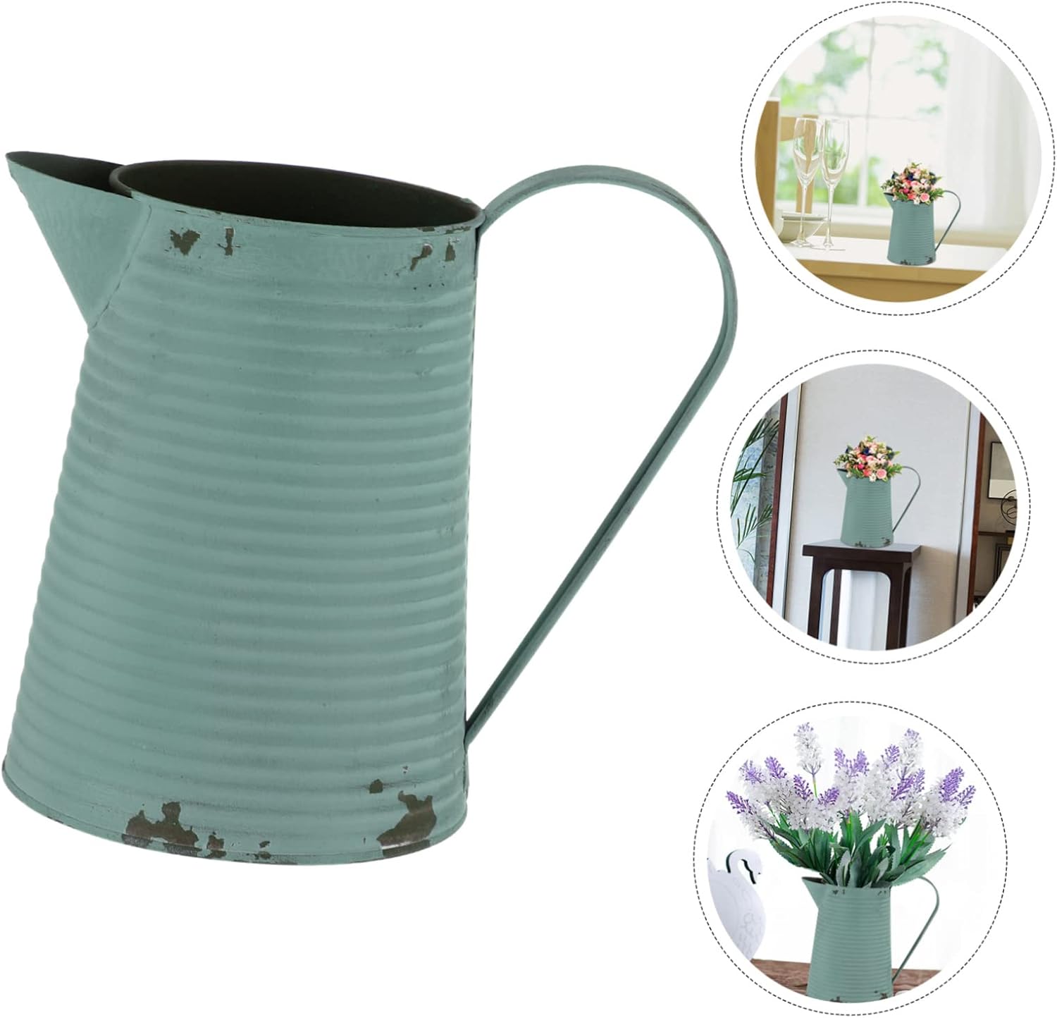 Vintage Iron Flower Pot Pitcher Rustic Home Decor