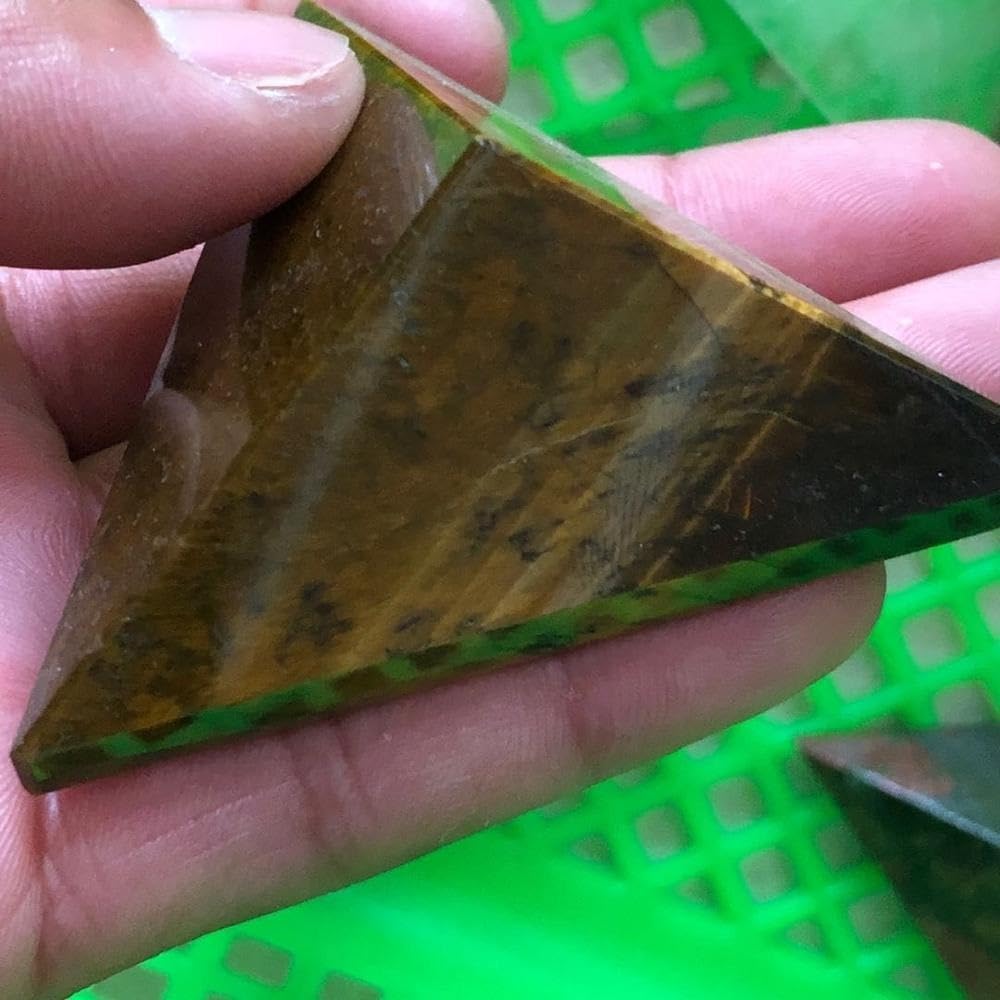 KatLin Natural Tiger Eye Stone Triangle Pyramid 2pcs Home Decor Healing Ornaments