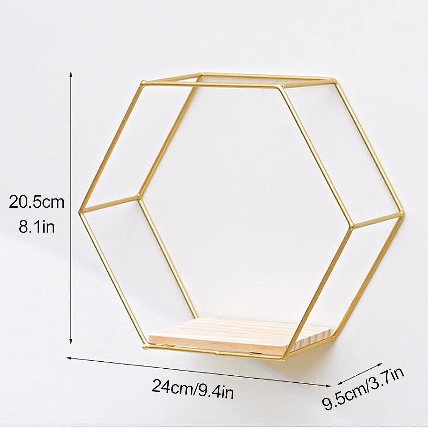 Floating Hexagon Shelves with Gold Frame