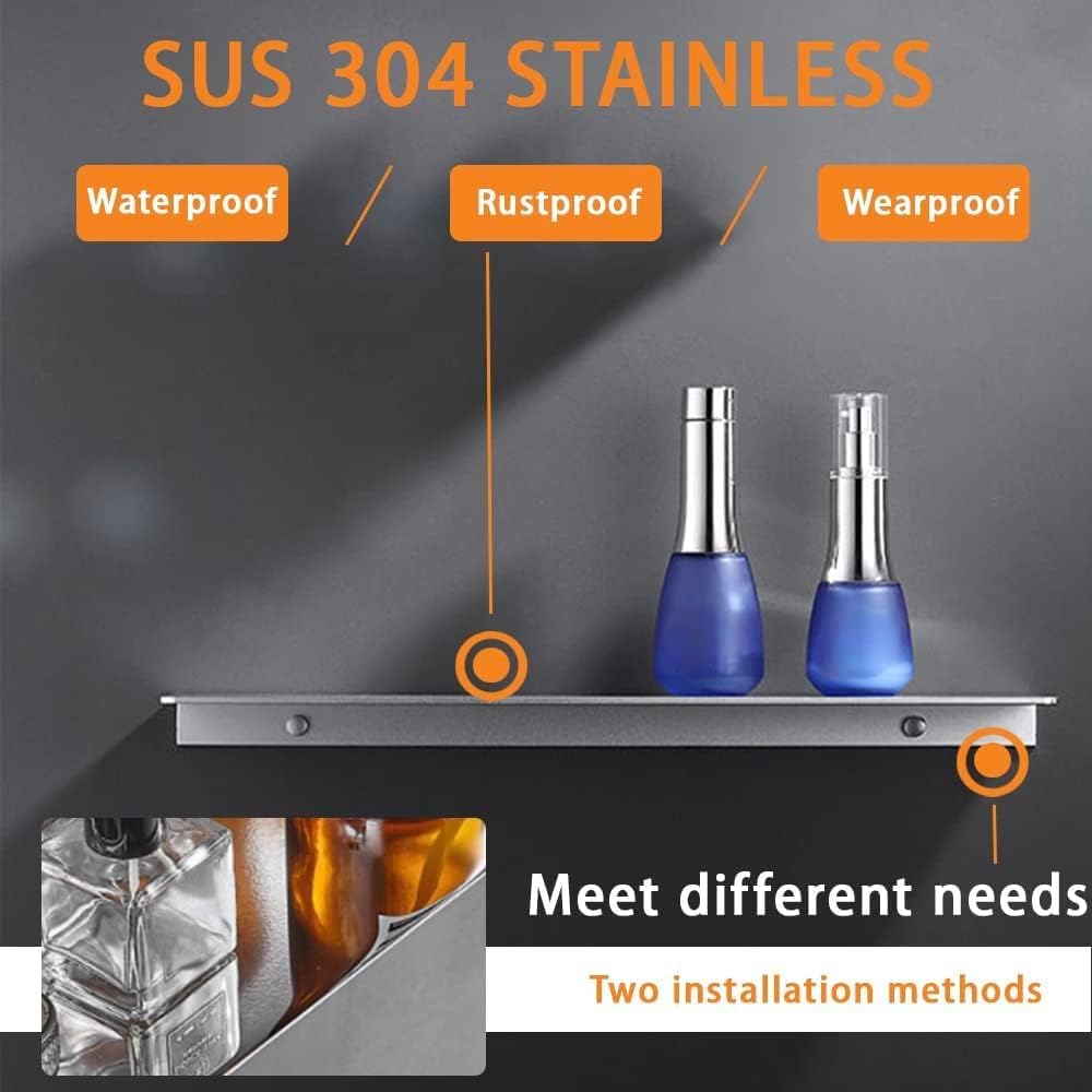 12 Inch Stainless Steel Wall Mounted Floating Shelf with 2 Levels