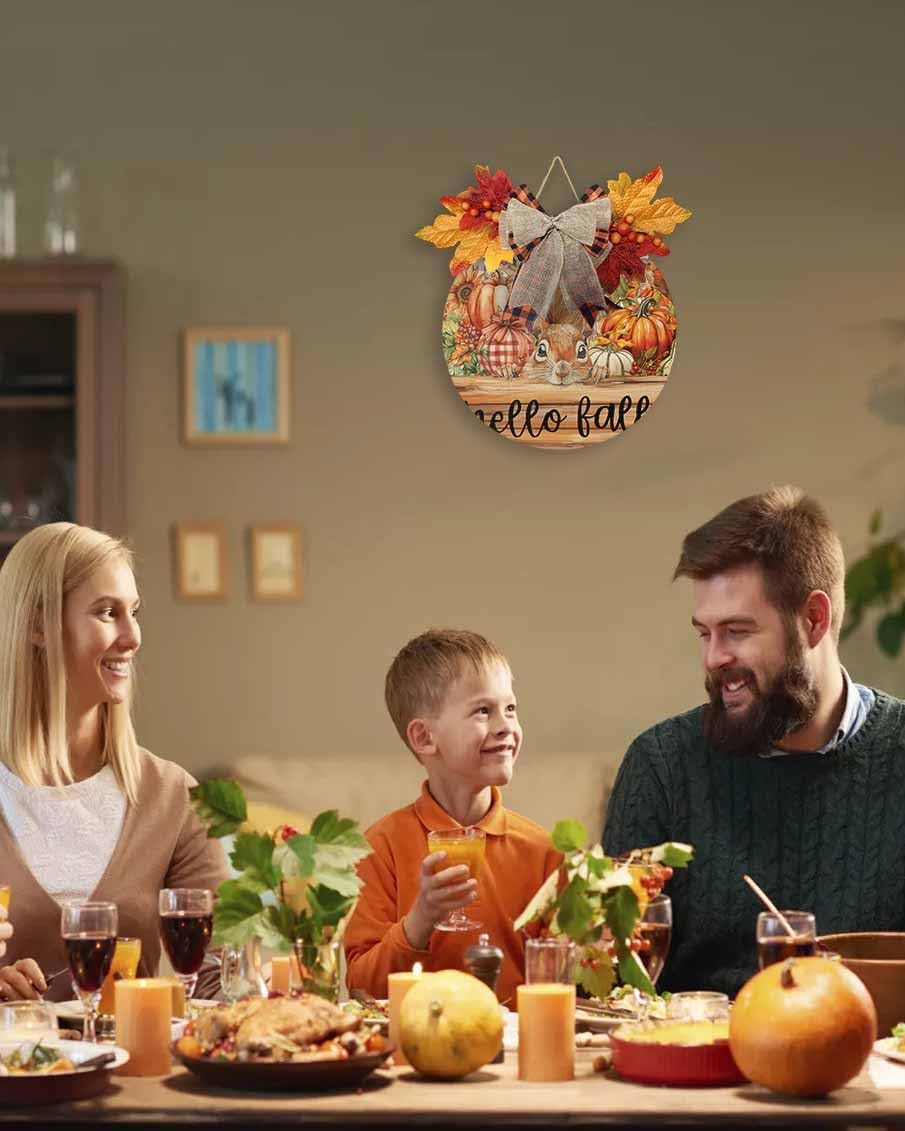 Welcome Sign Fall Thanksgiving Wreath Decorations
