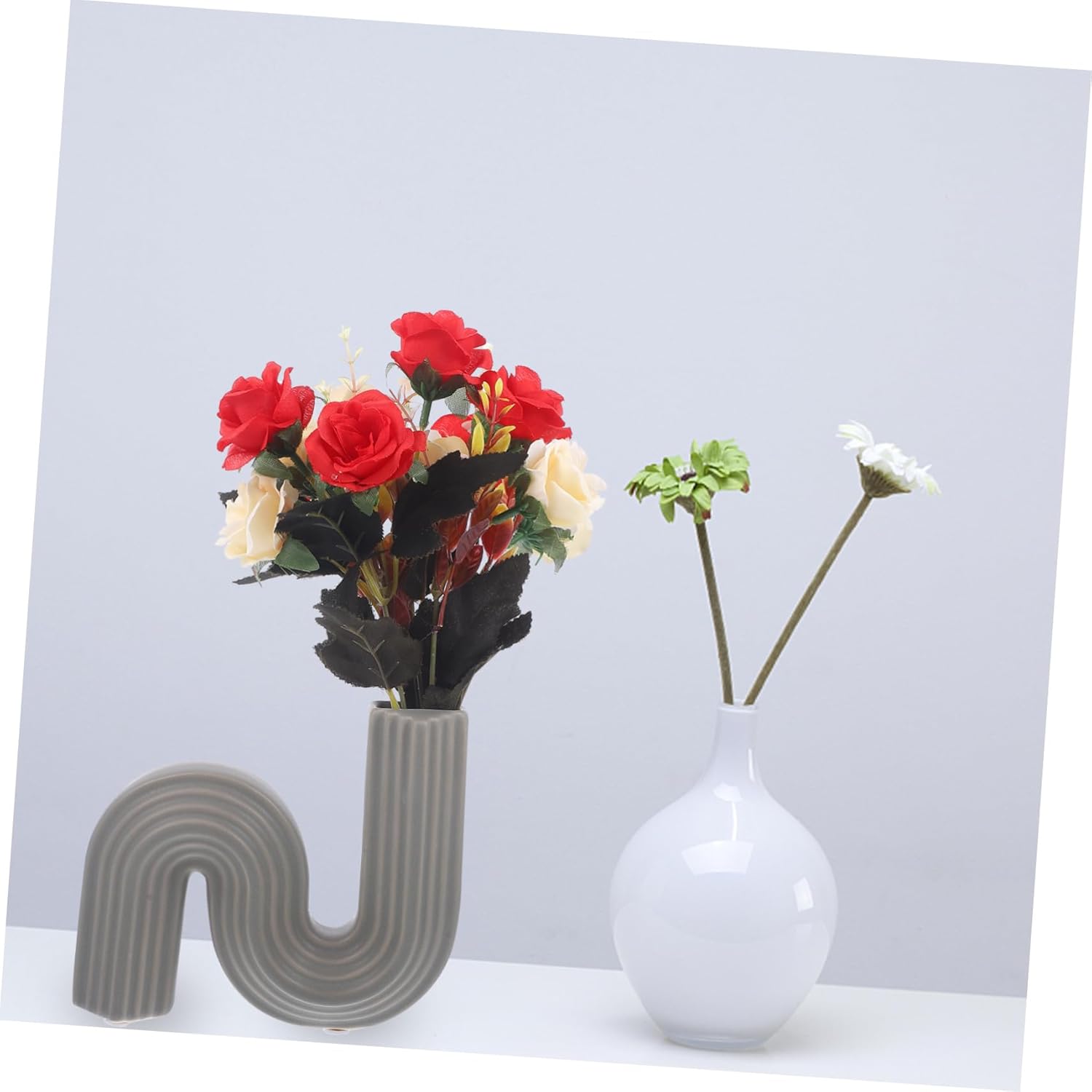 Cabilock Geometric Ceramic Vase for Home Decor and Centerpieces