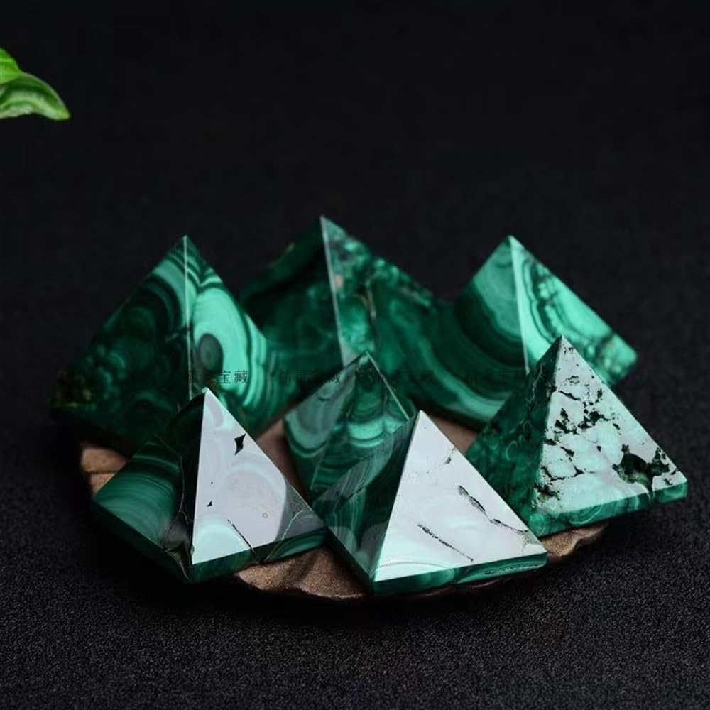 KatLin Natural Malachite Pyramid Stone Ornaments 2PCS