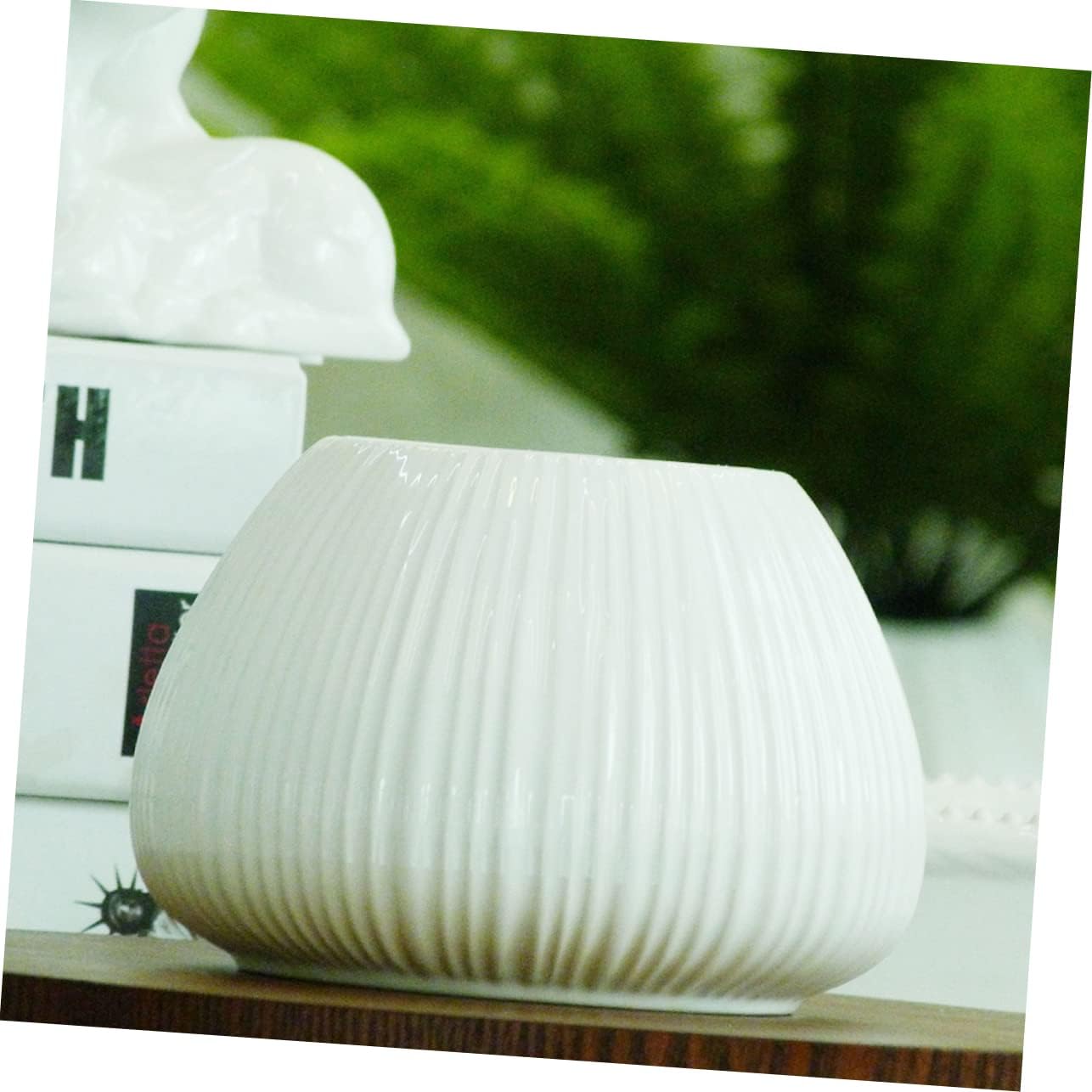 1pc Ceramic Vertical Stripe Flower Vase for Desktop Decor