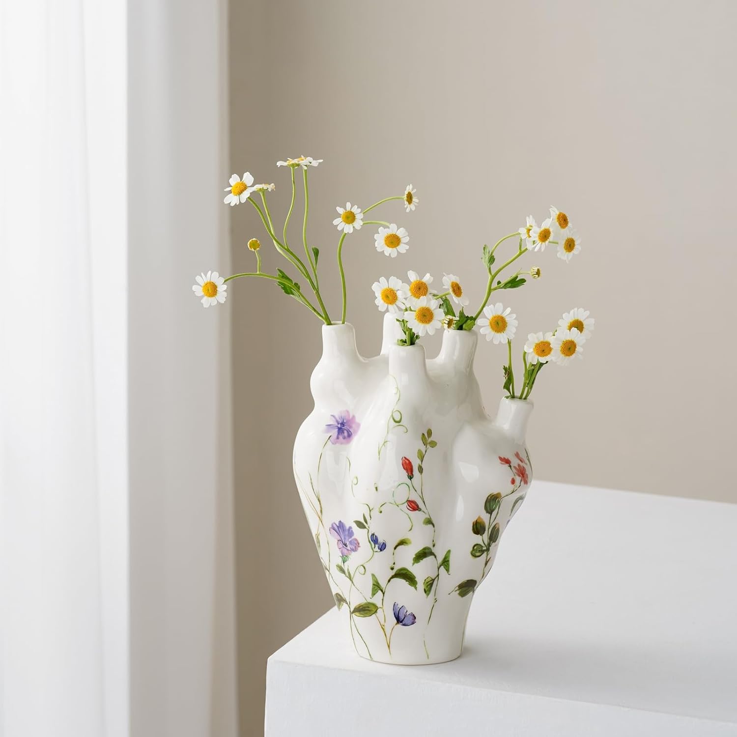 Irregular Heart Shape Ceramic Vase for Vintage Flora