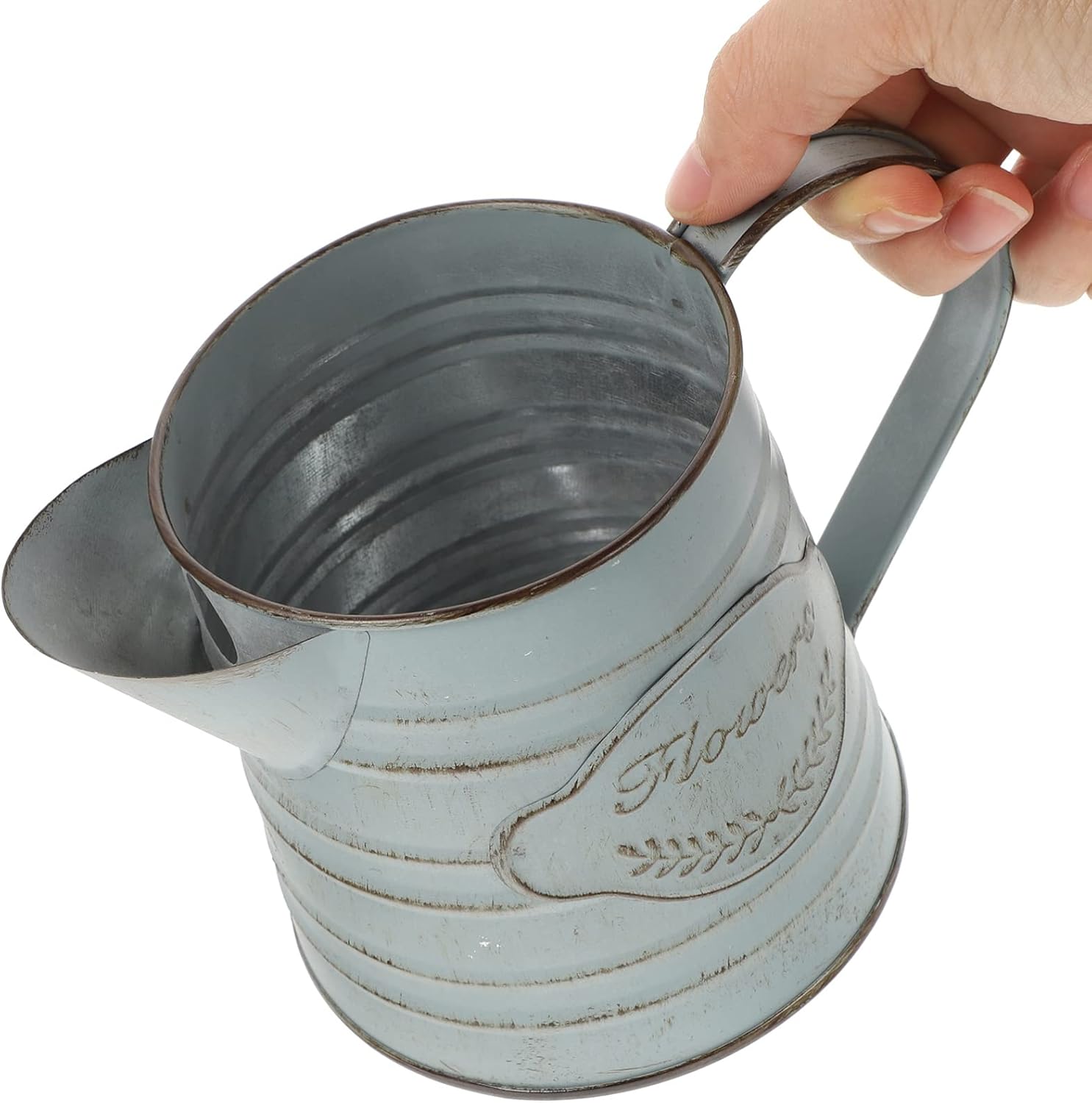 Vintage Iron Flower Jug Rustic Decorative Pot for Home and Office