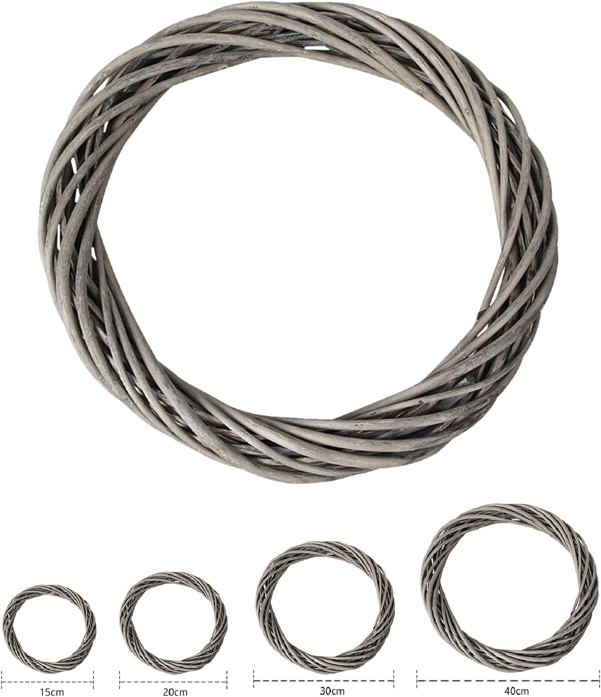 MALOKI 4pcs Rattan Wreath Ring for DIY Crafts