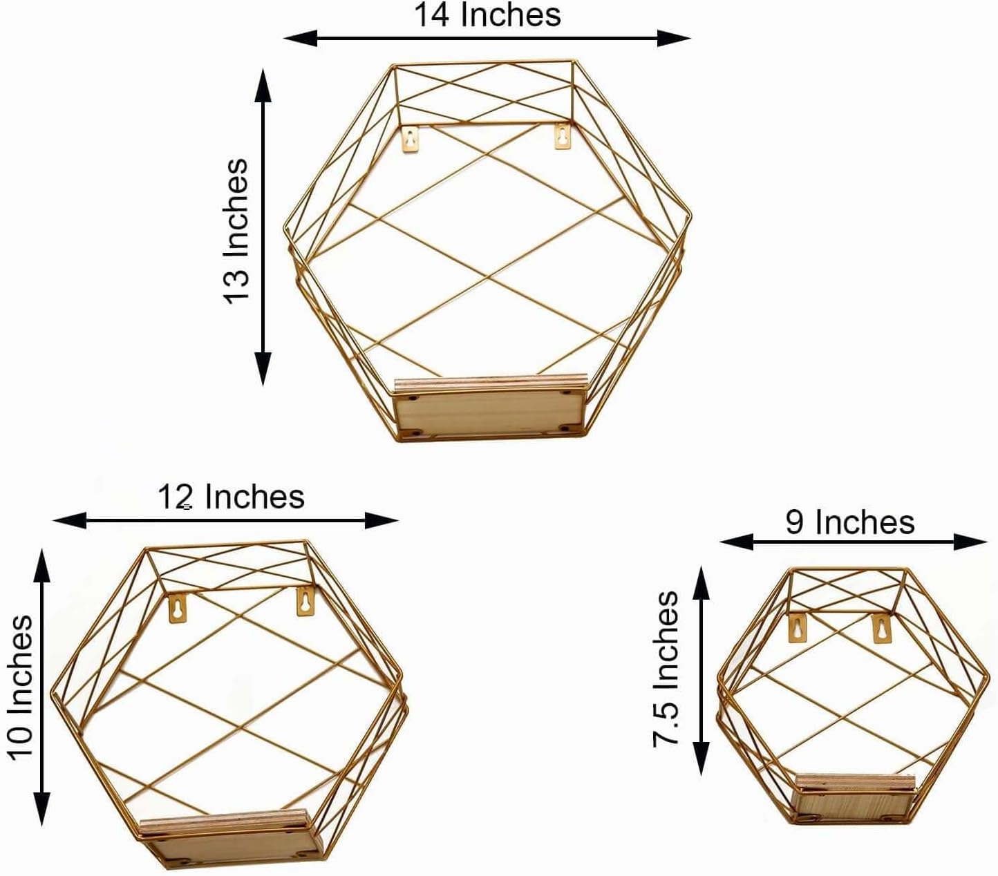 Efavormart 3 Pack Hexagonal Floating Shelves - 9 12 4 Inches