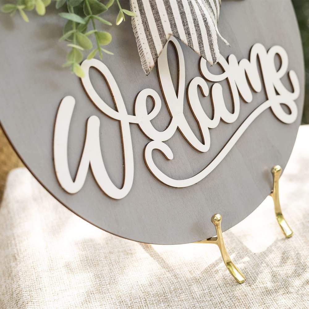 Gray Welcome Front Door Wreath Decor Sign
