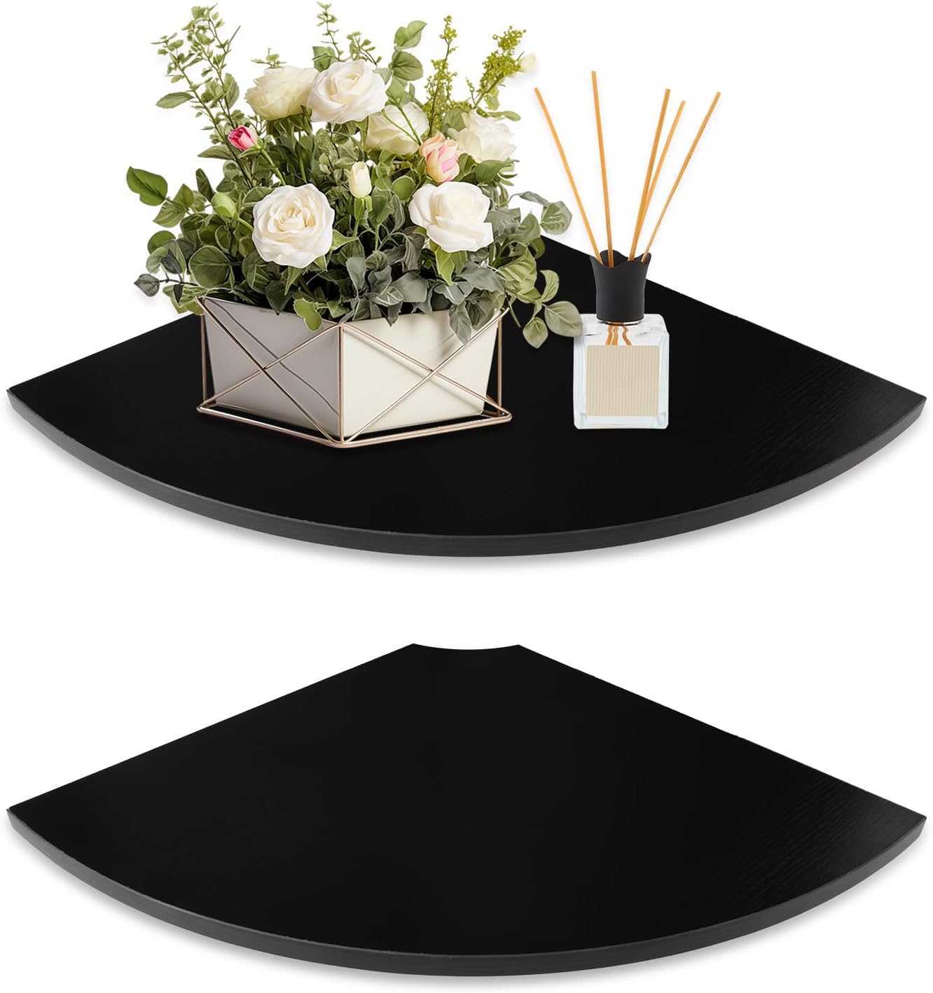 JJL Floating Corner Shelves Set of 2 Black 12 Inch