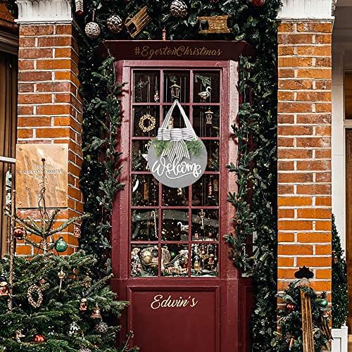 Gray Welcome Front Door Wreath Decor Sign