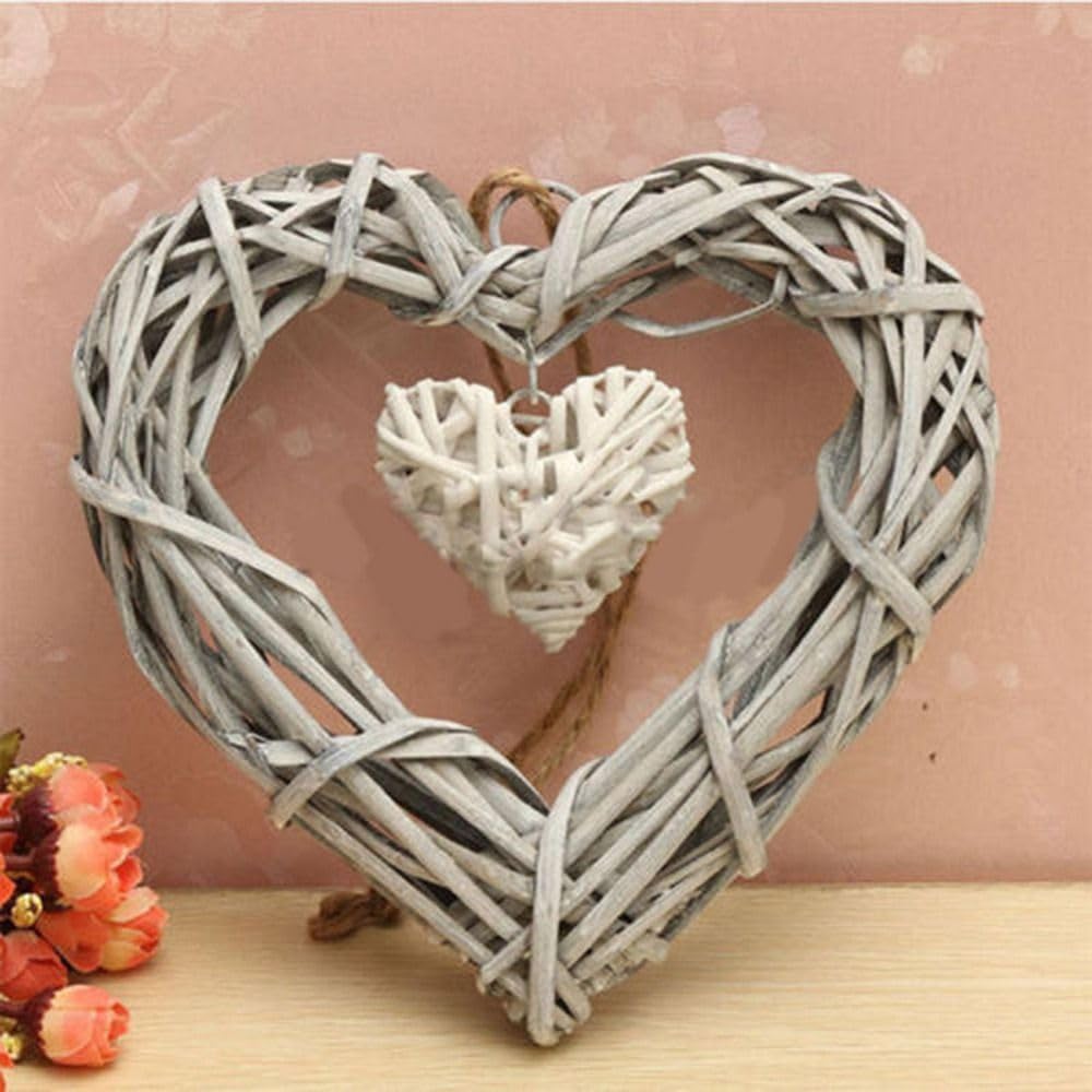 Heart Shape Wicker Wreath for Front Door and Wall Decor